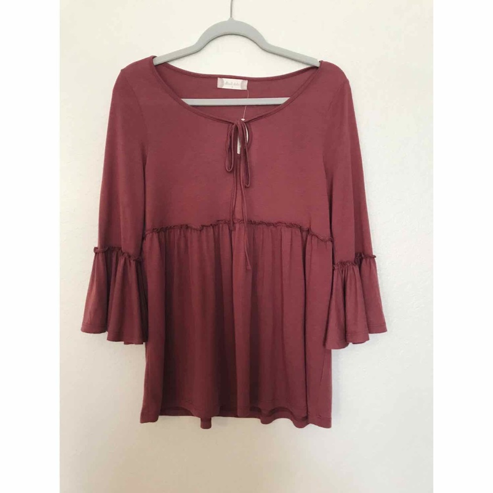 Altar’d State Cute Tie Maroon Shirt NWT